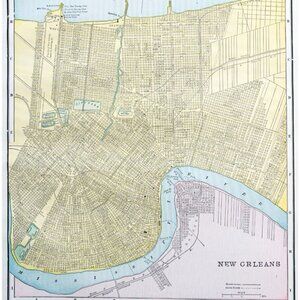 1895 New Orleans Louisiana City Map Victorian Antique Geography History DWYY10A